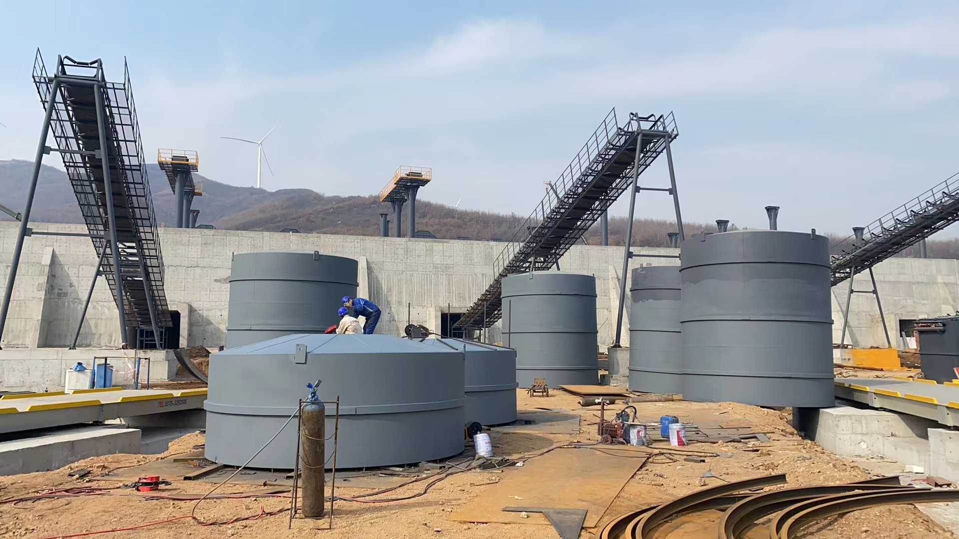 台州骨料钢板仓河南项目大型骨料仓生产线进度